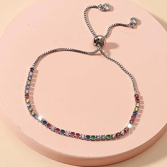 Gemstone Silver Multicolor Bracelet - Picture 2 of 4